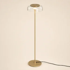 Modern Gold Slim Pole Floor Lamp with Glass Dome Shade FL-A007