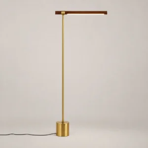 Modern Adjustable Brass & Walnut Metal Linear LED Floor Lamp FL-A017