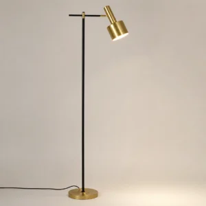 Modern Black & Brass Cantilever Floor Lamp with Rotatable Brass Tube Shade FL-A020