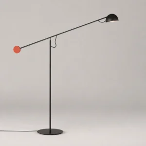 Modern Black Balance Counterweight Floor Lamp Red Weight Ball Dome Shade FL-A021