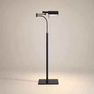 Multi-Joint Swing Arm Floor Lamp Black Rectangular Task Reading Light FL-A022