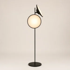 Minimalist Two Round Lamp Head Floor Lamp Matte Black Metal Frame FL-A027