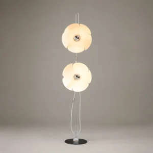 Contemporary Sculptural Two Flower Shape Chrome Floor Lamp FL-A034