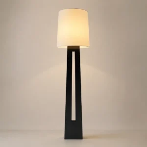 Mid Century Modern Hollow Tapered Metal Standing Lamp with Fabric Shade FL-A037