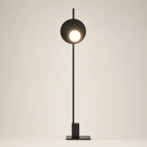 Modern Single Disc Globe LED Floor Lamp Slim Black Metal Vertical Stand FL-A041