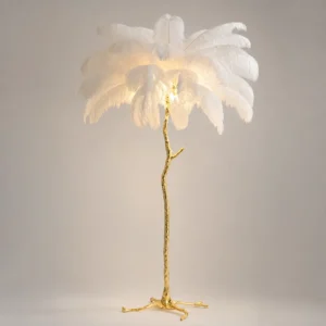 Modern Golden Palm Tree Ostrich Feather Floor Lamp FL-A047