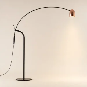 Minimalist Over Sofa Curved Arm Floor Lamp with Copper Shade FL-A061