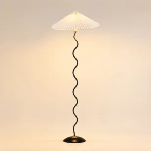 Modern Twist Wave Rod Pleated Fabric Floor Lamp for Living Room FL-A062