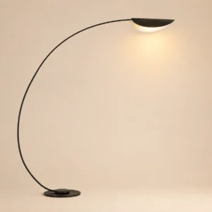 Modern Black Curved Metal LED Floor Lamp with Half Moon Shade FL-A067