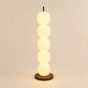 5-Light Milky White Glass Ball Column Floor Lamp with Marble Base FL-A069