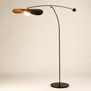 Minimalist Swing Arm Floor Lamp with Leaf Shape Lampshade FL-A074