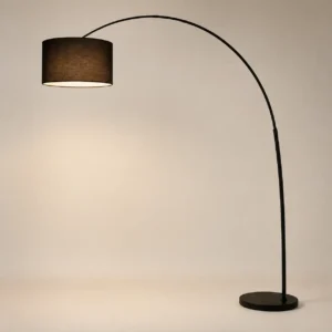 Modern Metal Arc Fishing Floor Lamp with Fabric Drum Shade FL-A075