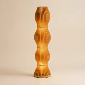 Wabi-Sabi Layered Wave Wooden Floor Lamp FL-B013