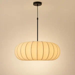 Modern Natural Silk Oval Pendant Light P5005