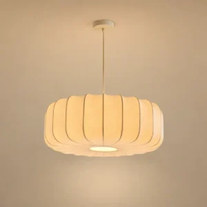 Modern Natural Silk Drum Pendant Light P5010