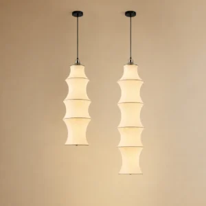 Modern Natural Silk Column Pendant Light P5011