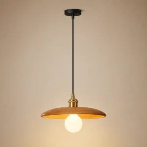 Mid-Century Wooden Disc Pendant Light PD012