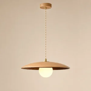 Wood & Opal Glass Pendant Light PD013