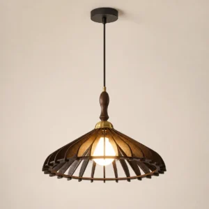 Mid-Century Wooden Slatted Pendant Light PD016