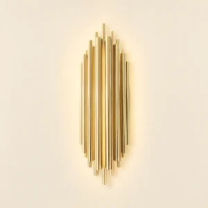 Modern Vertical Brass Finish Linear Metal Rod Wall Sconce WA1007