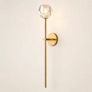Modern Brass Wall Sconce with Faceted Crystal Shade WA1017