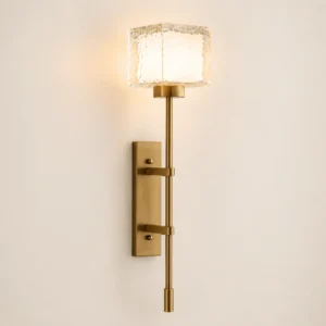 Brass Metal Textured Glass Wall Sconce WA1018