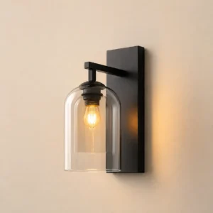 Modern Black Metal Arm Bell Glass Bedroom Wall Sconce WA1027