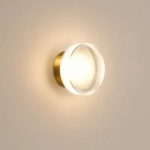 Clear Ribbed Round Acrylic Metal Base Wall Sconce WA1028
