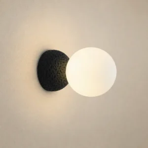 Modern Black Cement & White Glass Wall Lamp WA1031
