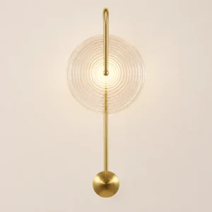 Modern Textured Disc Glass & Brass Metal LED Wall Lamp WA1036
