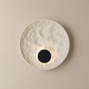 Rough Textured White Resin Round Decor Wall Sconce WA1041