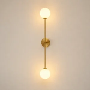 Minimalist Linear Metal Stem Double Milky White Glass Wall Lamp WA1060