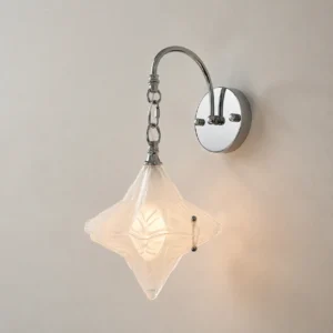 Art Deco Star Frosted Glass Adjustable Curved Arm Wall Lamp WA1067