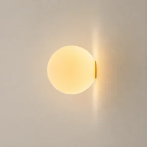 Modern Brass Metal& White Glass Circular Wall Lamp WA1072