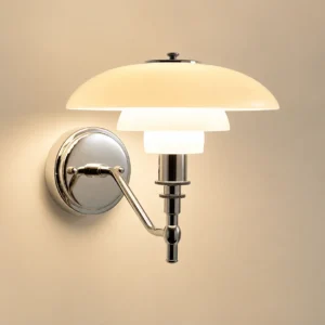 Chrome Adjustable Arm Glass Shade Wall Sconce WA1078