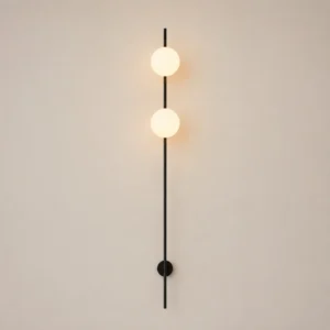 Minimalist Vertical Rod Metal & White Glass Wall Lamp WA1082