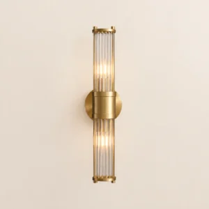 Modern Brass Fluted Glass Double-Light Wall Sconce WA1101
