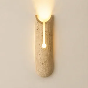 Wabi Sabi Irregular Vertical Raw Travertine Sculptural Flush Wall Sconce WB2022