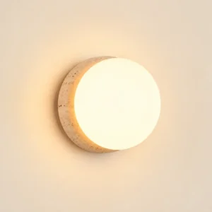 Lunar Eclipse Crescent Travertine Minimalist Opal Glass Wall Sconce WB2039