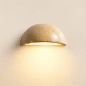 Minimalist Rough Edge Half Dome Travertine Down Glow Wall Lamp WB2044