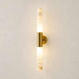 Modern Alabaster and Brass Double-Light Wall Sconce WD4003