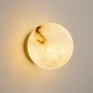 Minimalist Globe Natural Alabaster Flush LED Wall Sconce WD4004