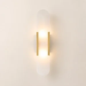 Modern Vertical Capsule Alabaster With Metal LED Wall Lamp WD4010