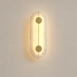 Minimalist Oval Shape Alabaster& Metal LED Wall Sconce WD4012/B